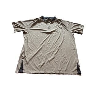 UNRL Mens XL Condor Polo Shirt Ribbed Blade Collar Tan Taupe Performance